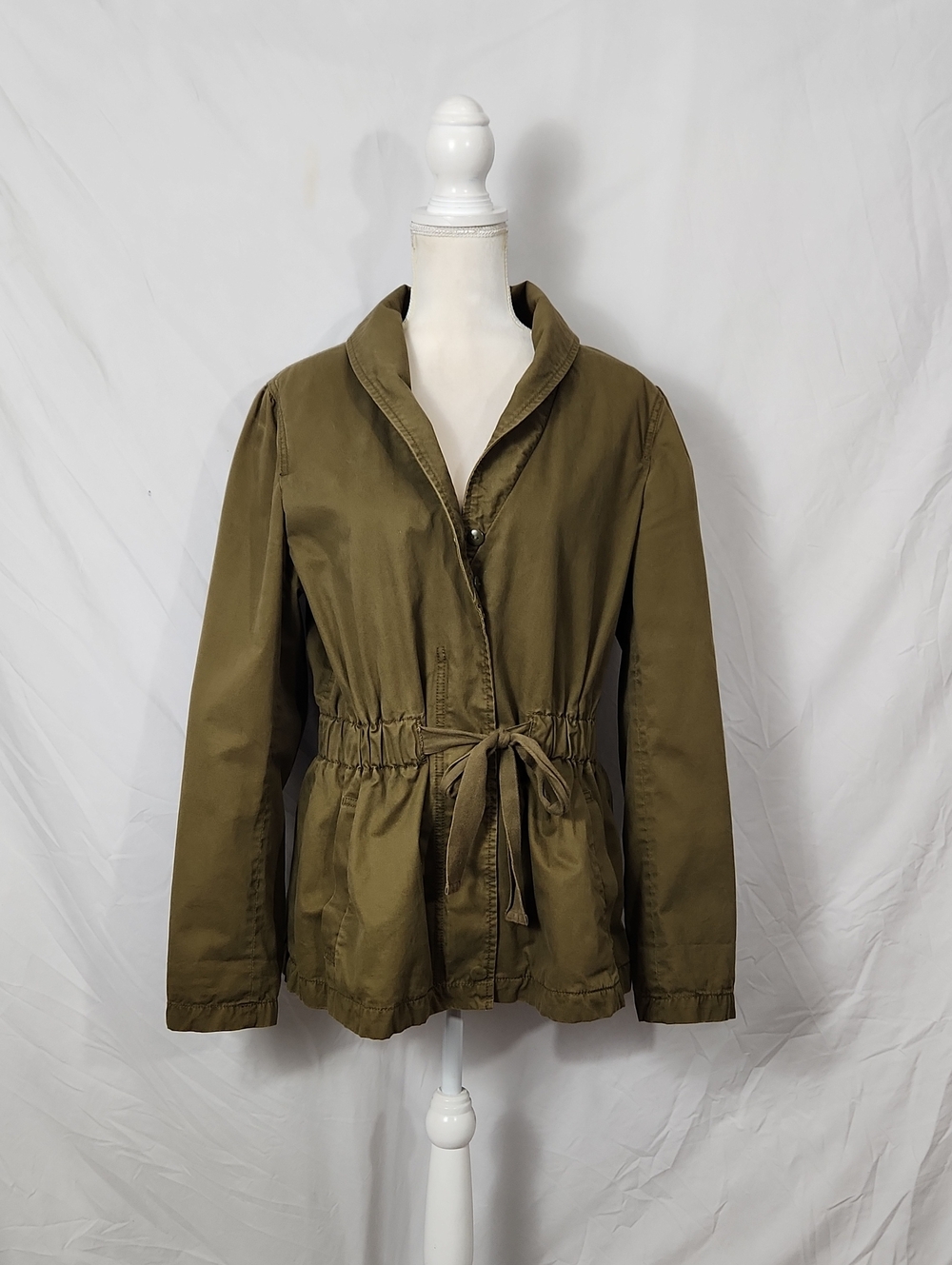 Ann Taylor Loft Olive Utility Drawstring Jacket